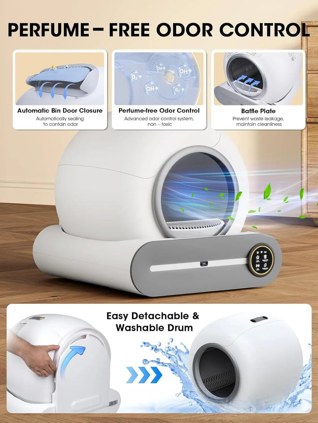 65L Automatic Self - Cleaning Enclosed Cat Litter Box with App Control & Ionic Deodorizer - PhishStones Products