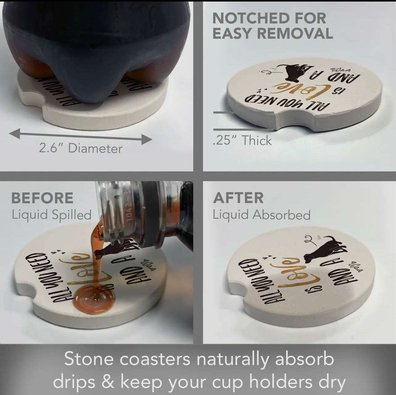 🚗✨ Stone Car Coaster – Absorbent Cup Holder Coaster Made in the USA