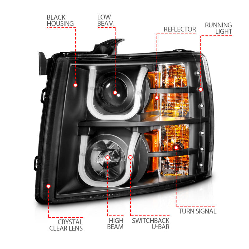 Anzo Chevy Silverado 1500 07-13 / 2500HD/3500HD Headlights W/ U-Bar Switch