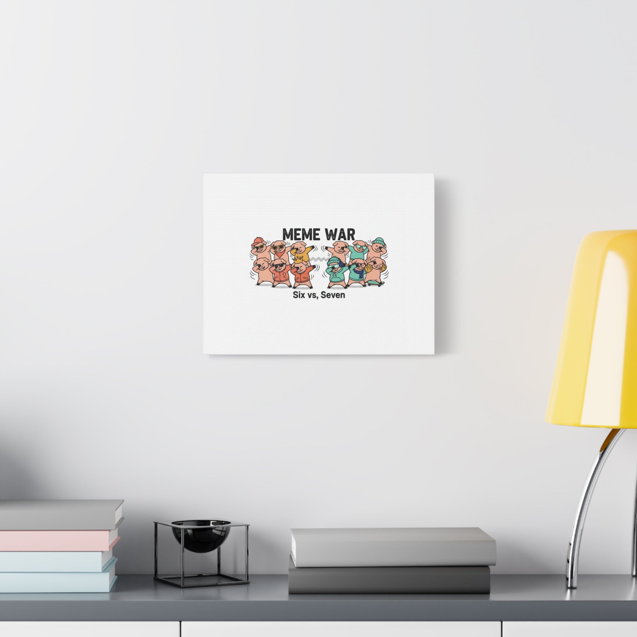 Meme War: Six vs. Seven Canvas Wall Art