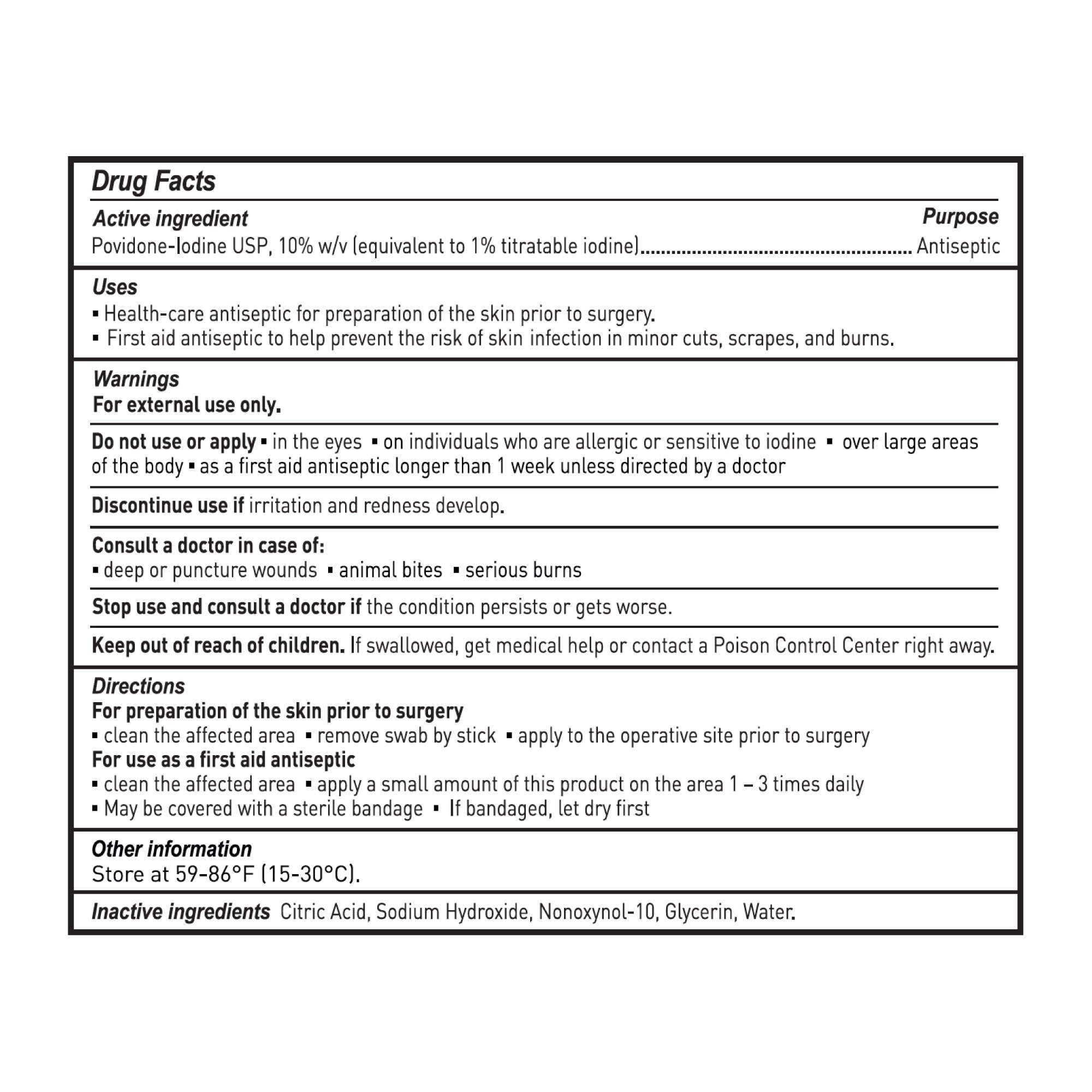 McKesson Impregnated Swabstick, 10% Strength, Povidone Iodine, Individual Packet 986