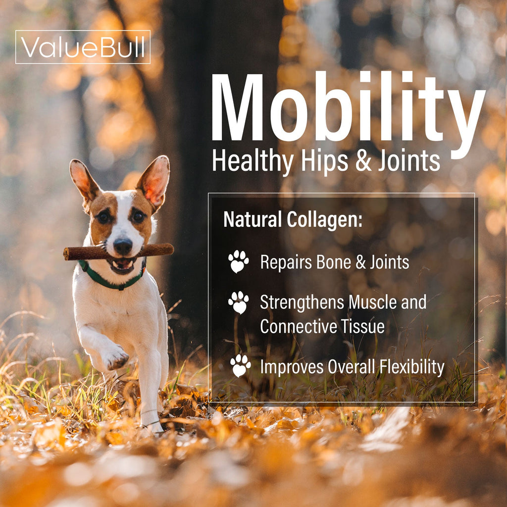 ValueBull Collagen Sticks for Dogs, 6 Inch Medium Chews, Natural Long-Lasting Dog Treats, 25 Count