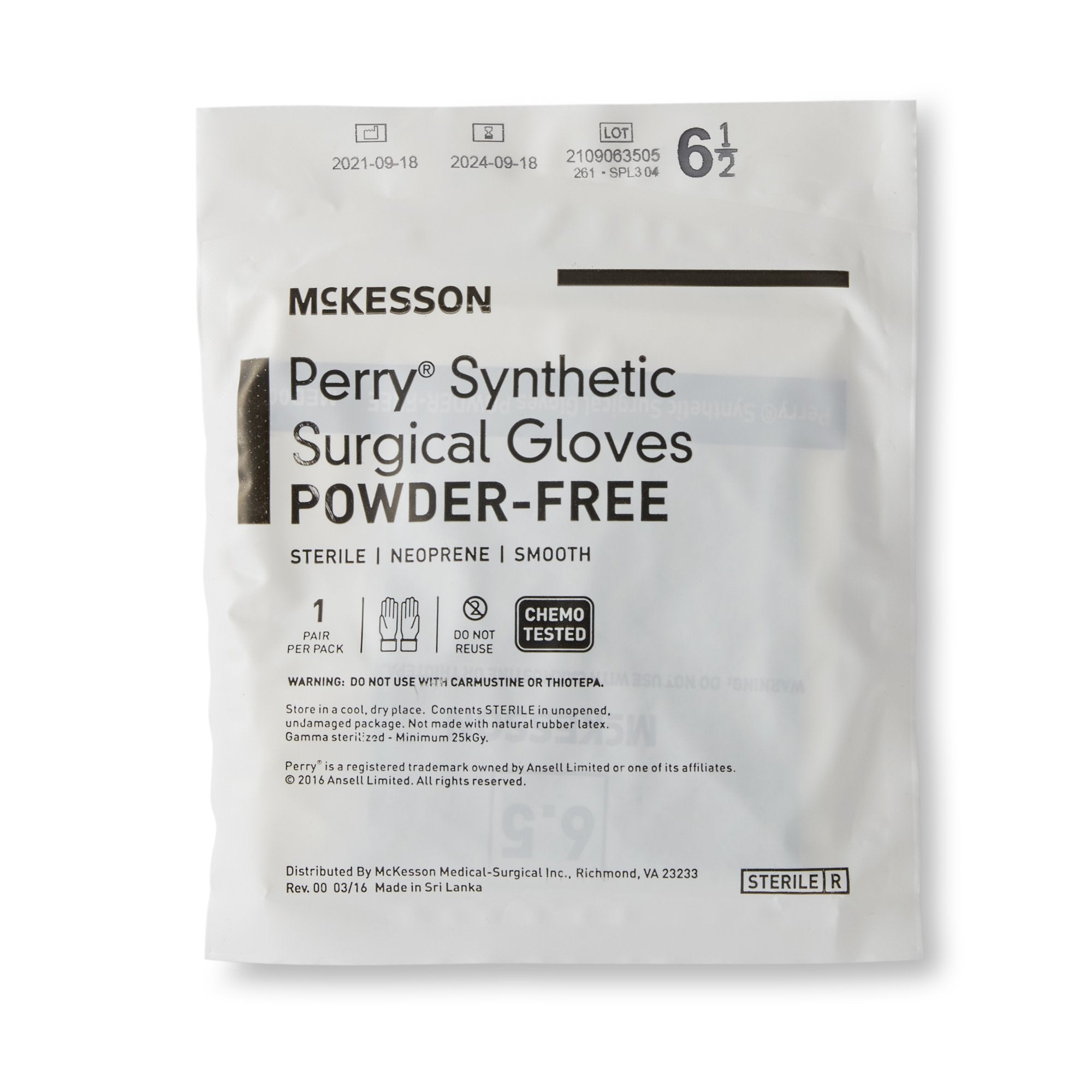 McKesson Perry® Performance Plus Polychloroprene Surgical Glove, Size 6.5, Green 20-2565N