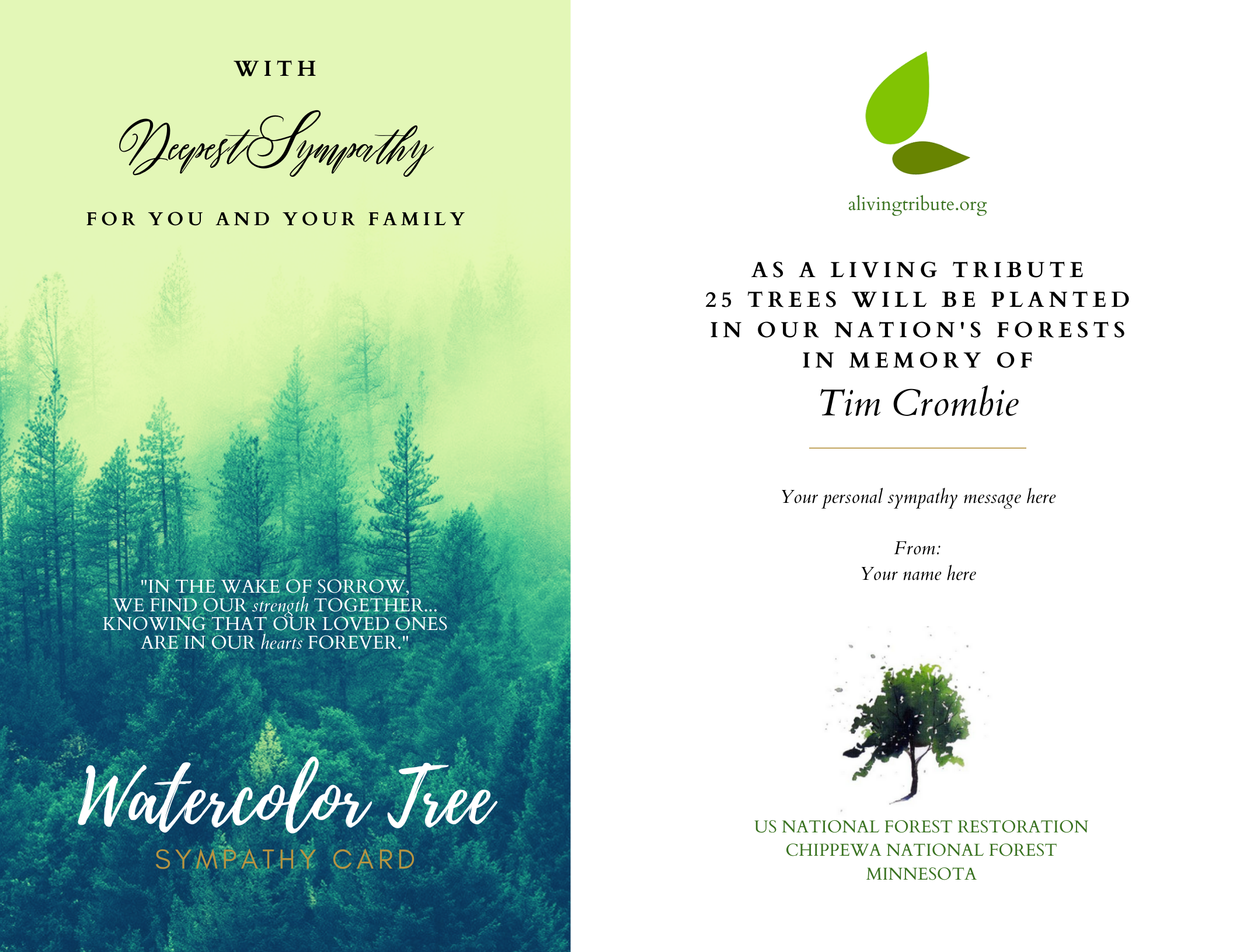 Send a Reforestation Sympathy Card - A Living Tribute®