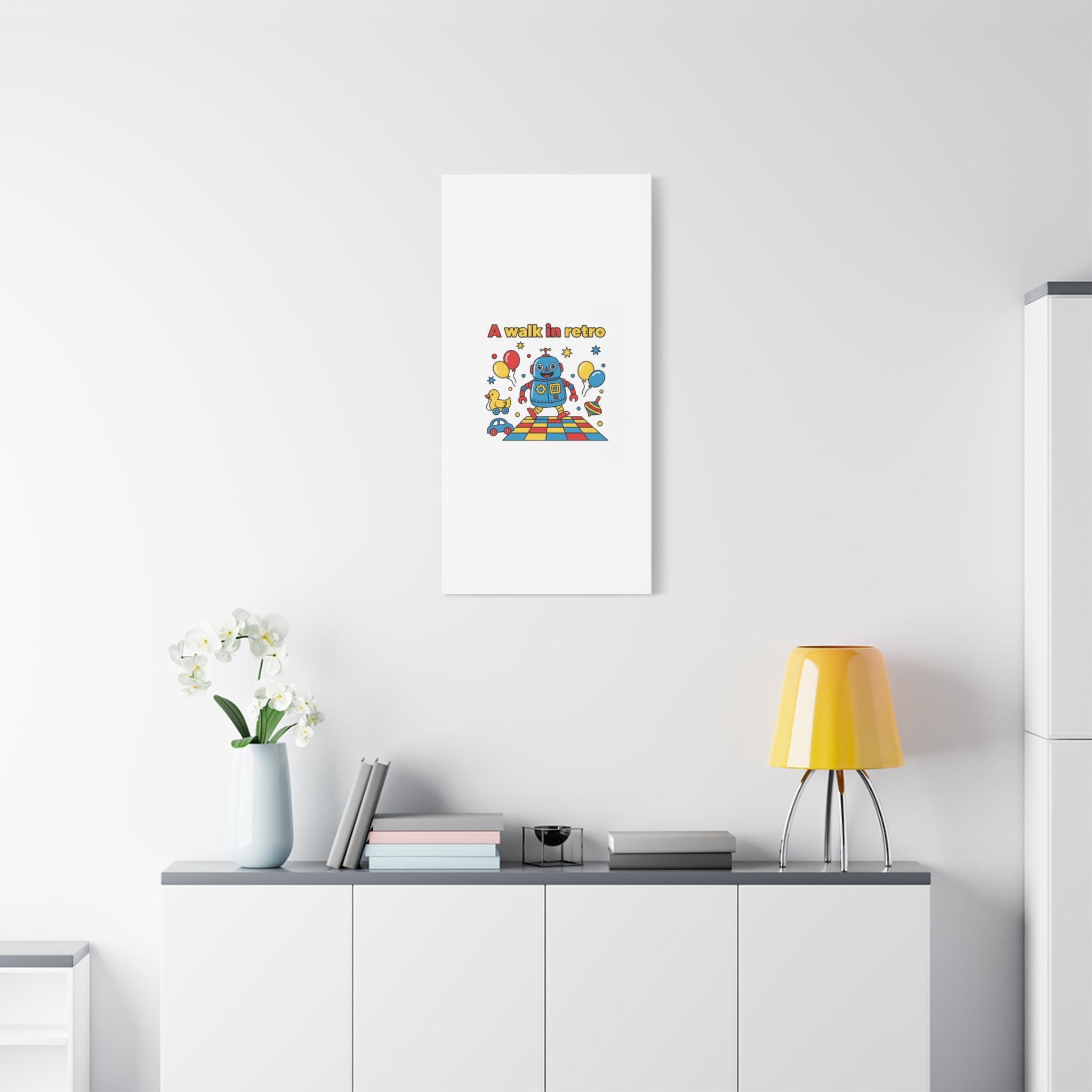 Retro Toy Robot Canvas | Throwback Kid, Primary Color Nostalgia
