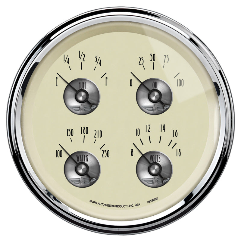 AutoMeter Gauge Quad 5in. 0 Ohm(e) to 90 Ohm(f) Elec Prestige Antq. Ivory 2009