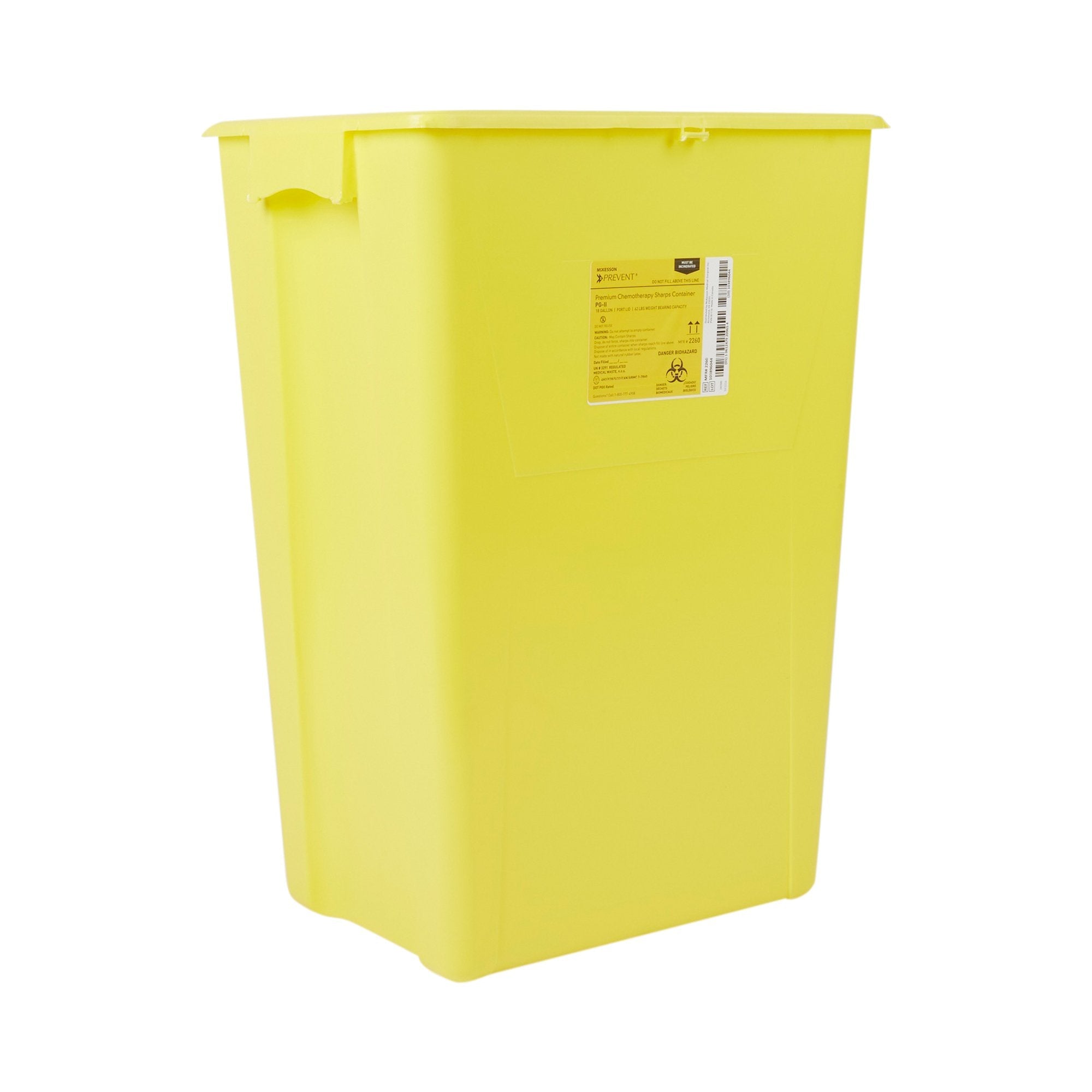 McKesson Prevent® Chemotherapy Sharps Container, 18-Gal., 24.6 x 17.3 x 13 Inch 2260