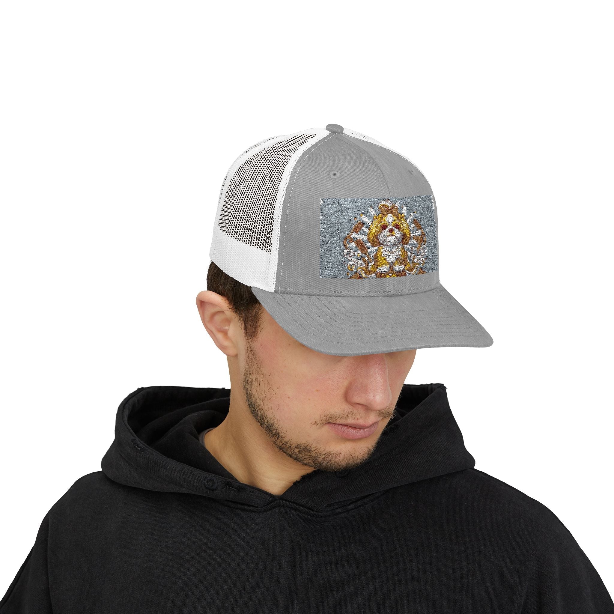 Trucker Cap — Gold Floral Mandala Patch Snapback