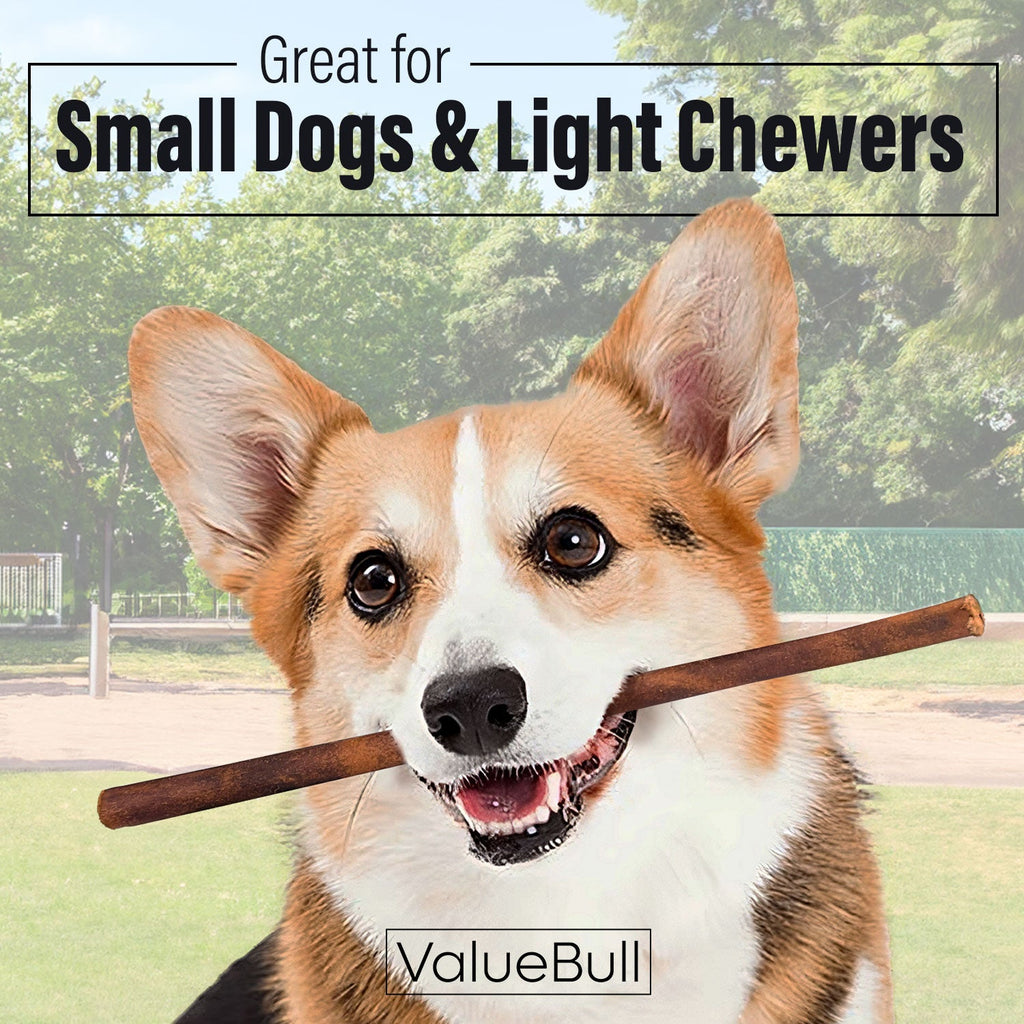 ValueBull Collagen Sticks for Small Dogs, 12 Inch Thin Chews, Natural Dog Treats, 25 Count