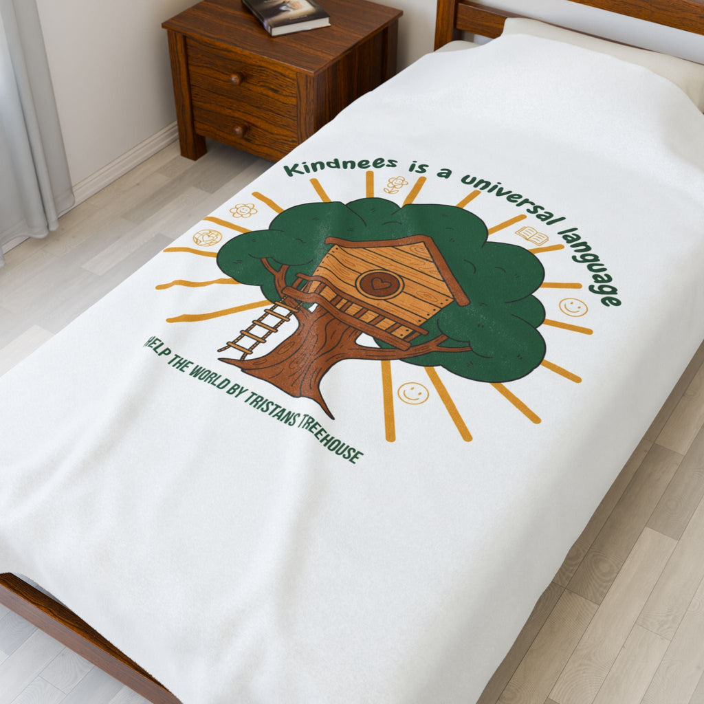 Kindness Is a Universal Language Plush Blanket | eco humor, sustainable living