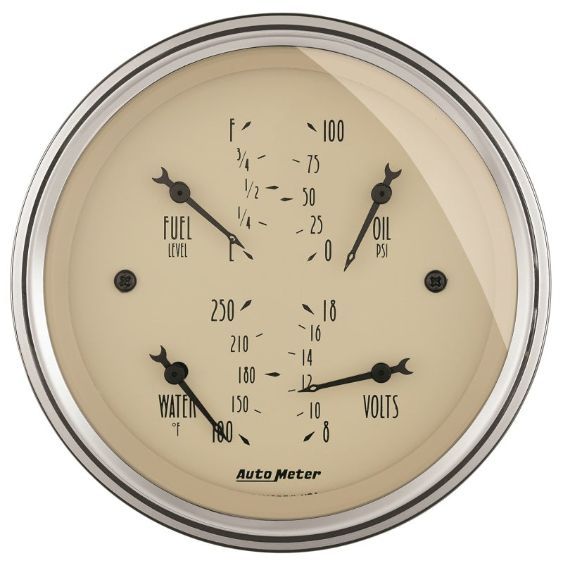 AutoMeter Gauge Quad 3-3/8in. 0 Ohm(e) to 90 Ohm(f)Elec Antique Beige 1814