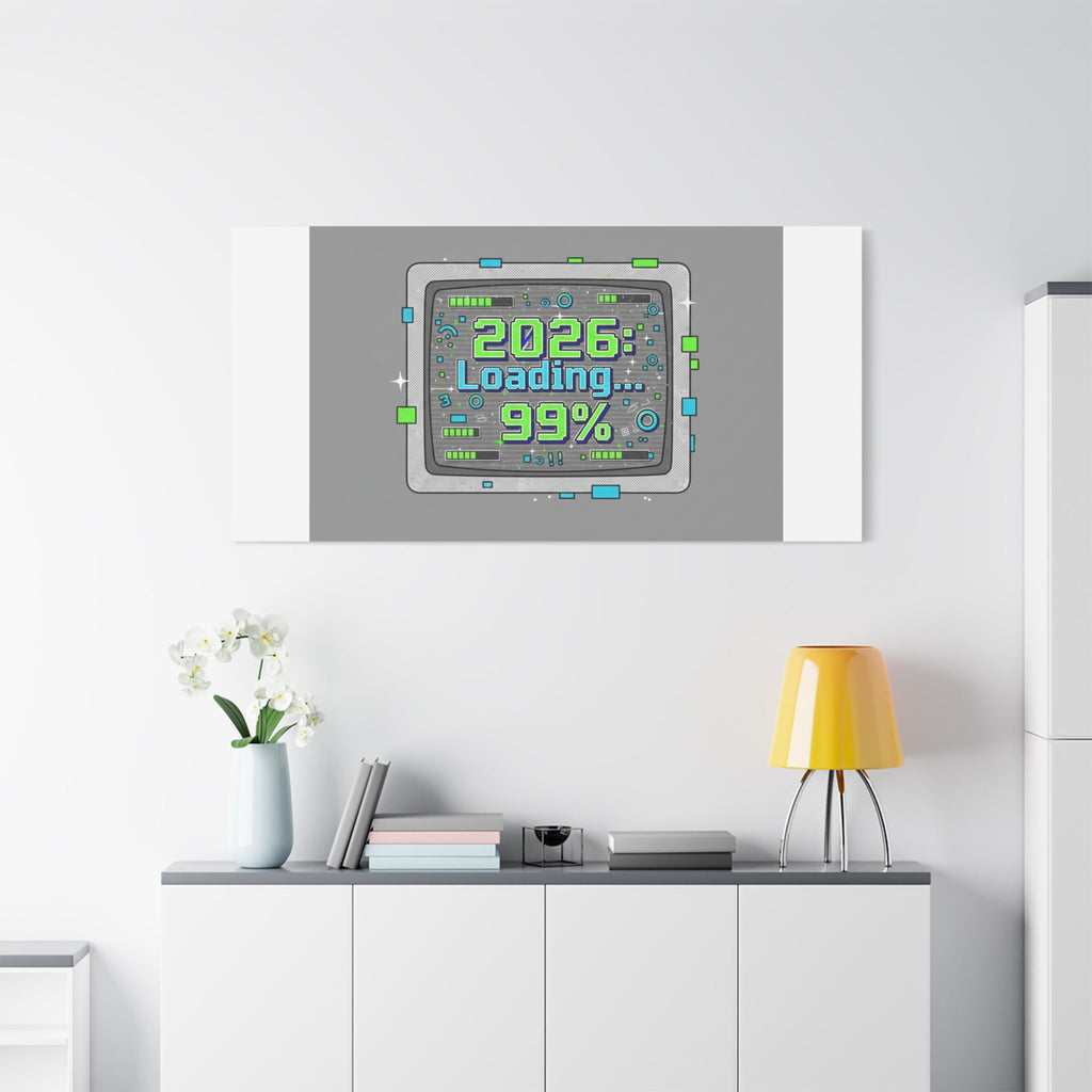 2026 Loading 99% Canvas | NYE countdown, retro system interface