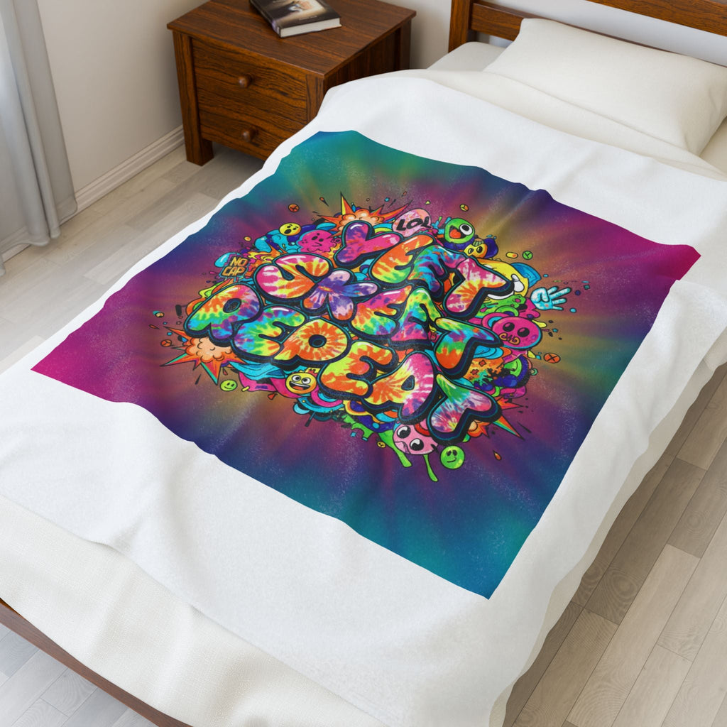 Yeet Skeet Repeat Velveteen Blanket | Slogan & Glitch Graphic