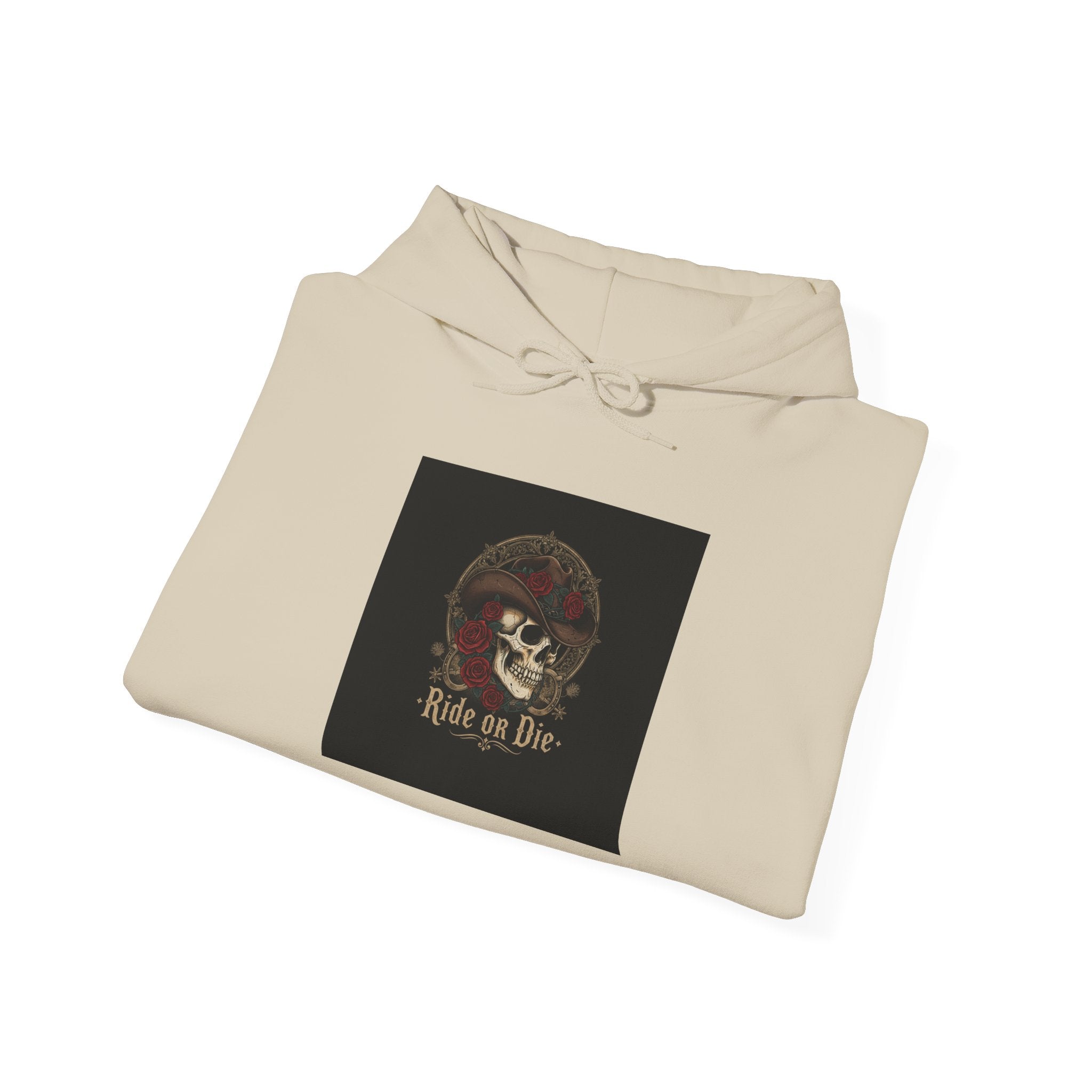 Ride or Die Skull, Hoodie | western skull art, gothic Americana