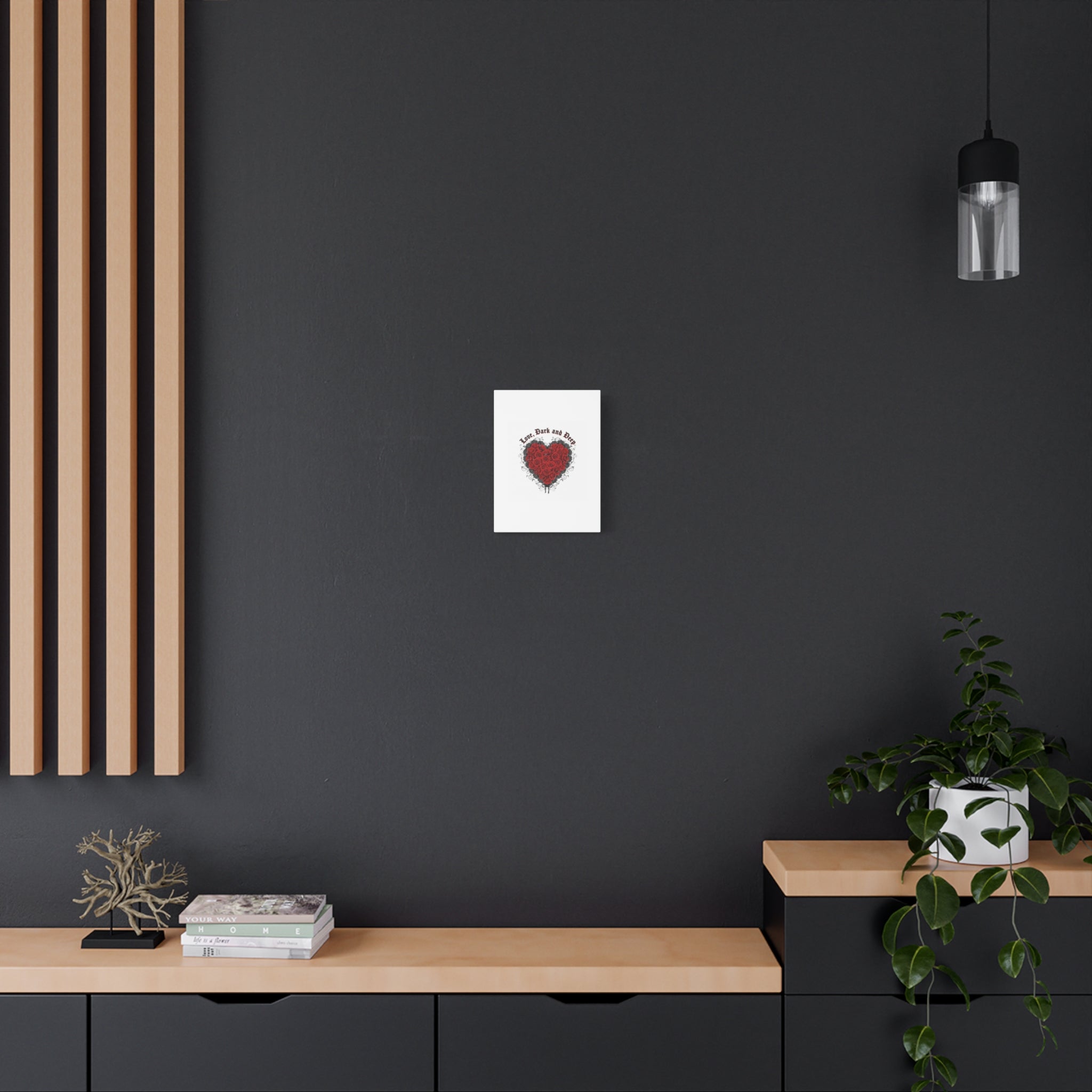 Love Dark and Deep Heart Canvas, Nu Romantic Gothic Romance, 80s Nostalgia