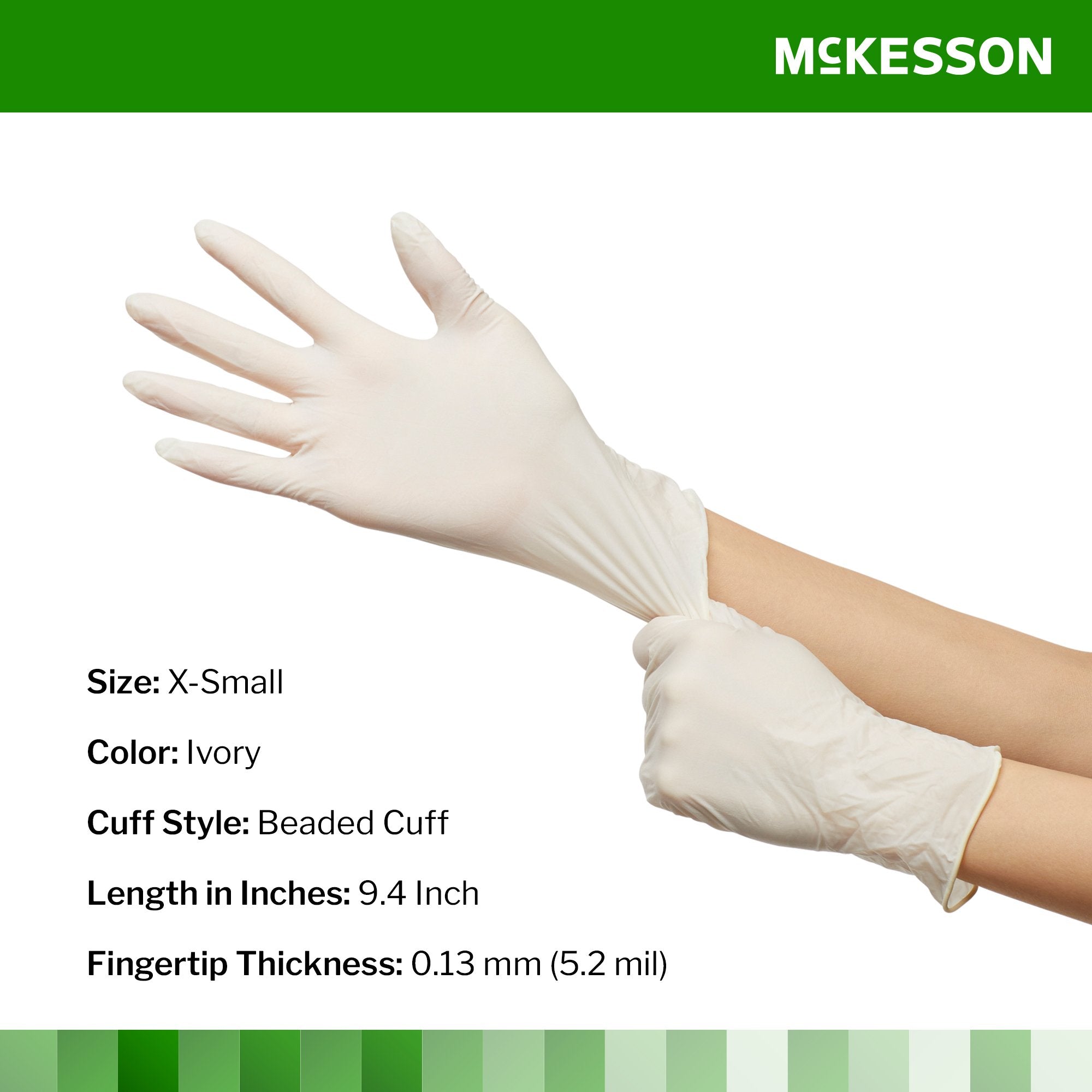 McKesson Confiderm® Latex Exam Glove, Extra Small, Ivory 14-1380