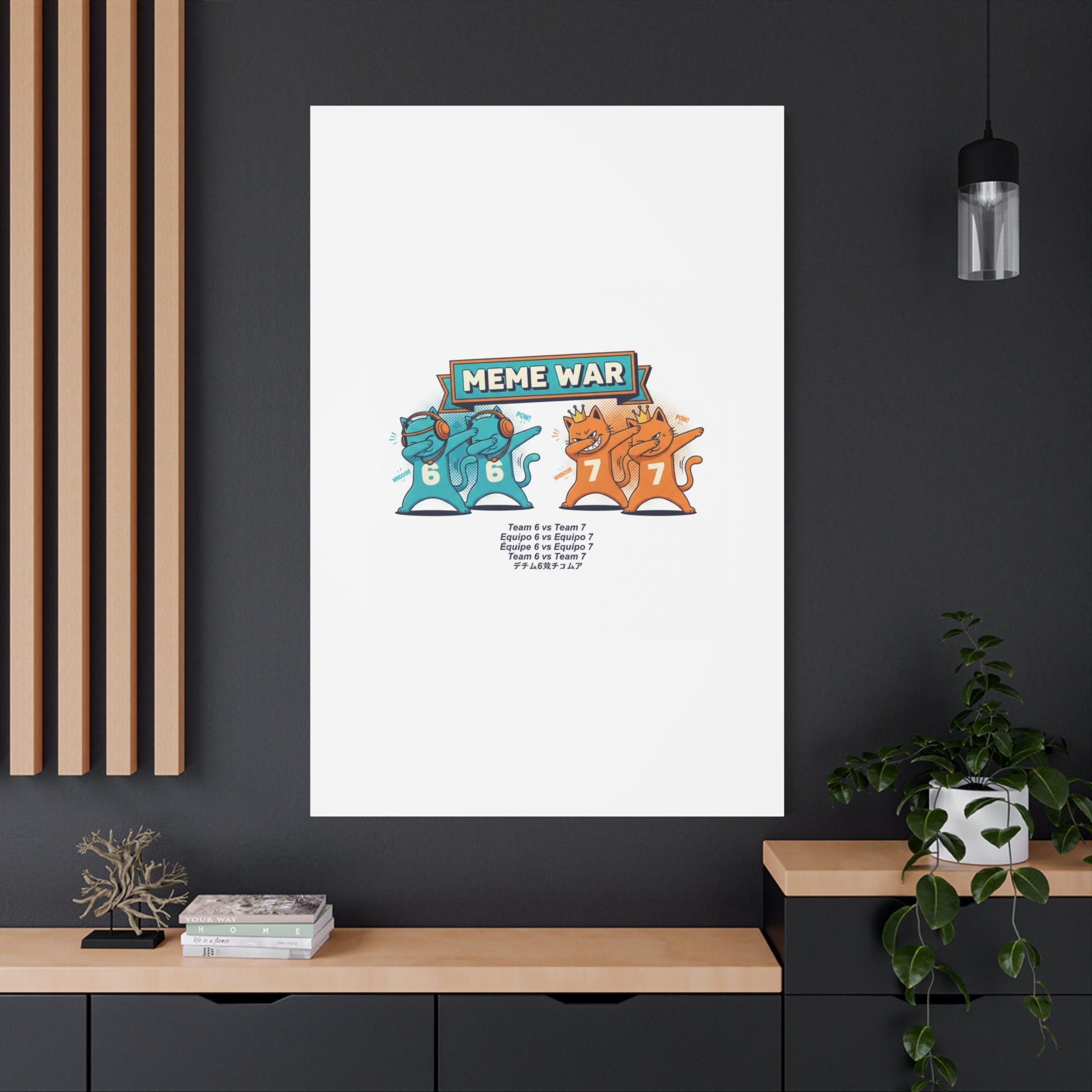 Meme War: Six vs. Seven Canvas Wall Art