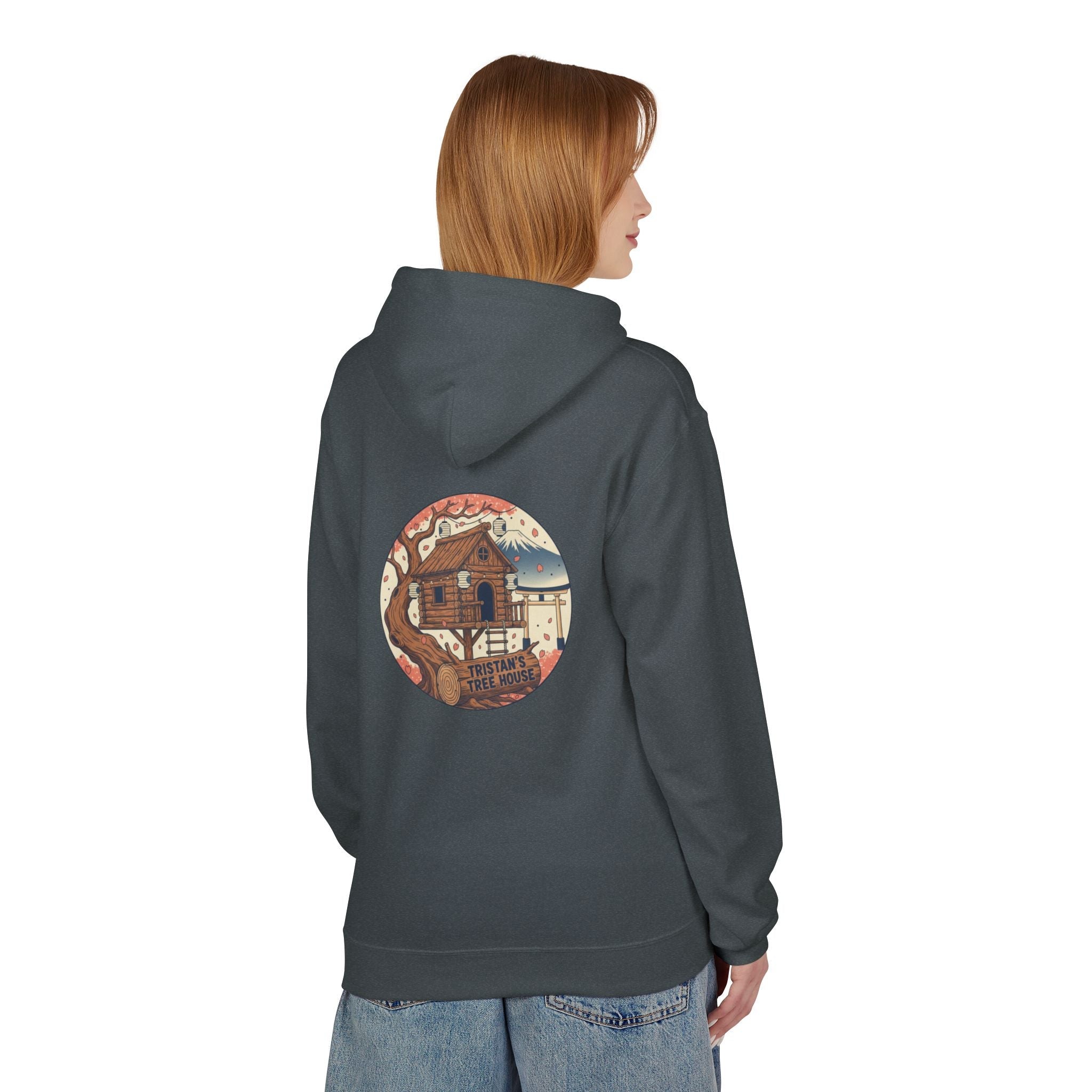 Hoodie — “Love is a Universal Language” Cozy Retro Cabin Graphic Hoodie
