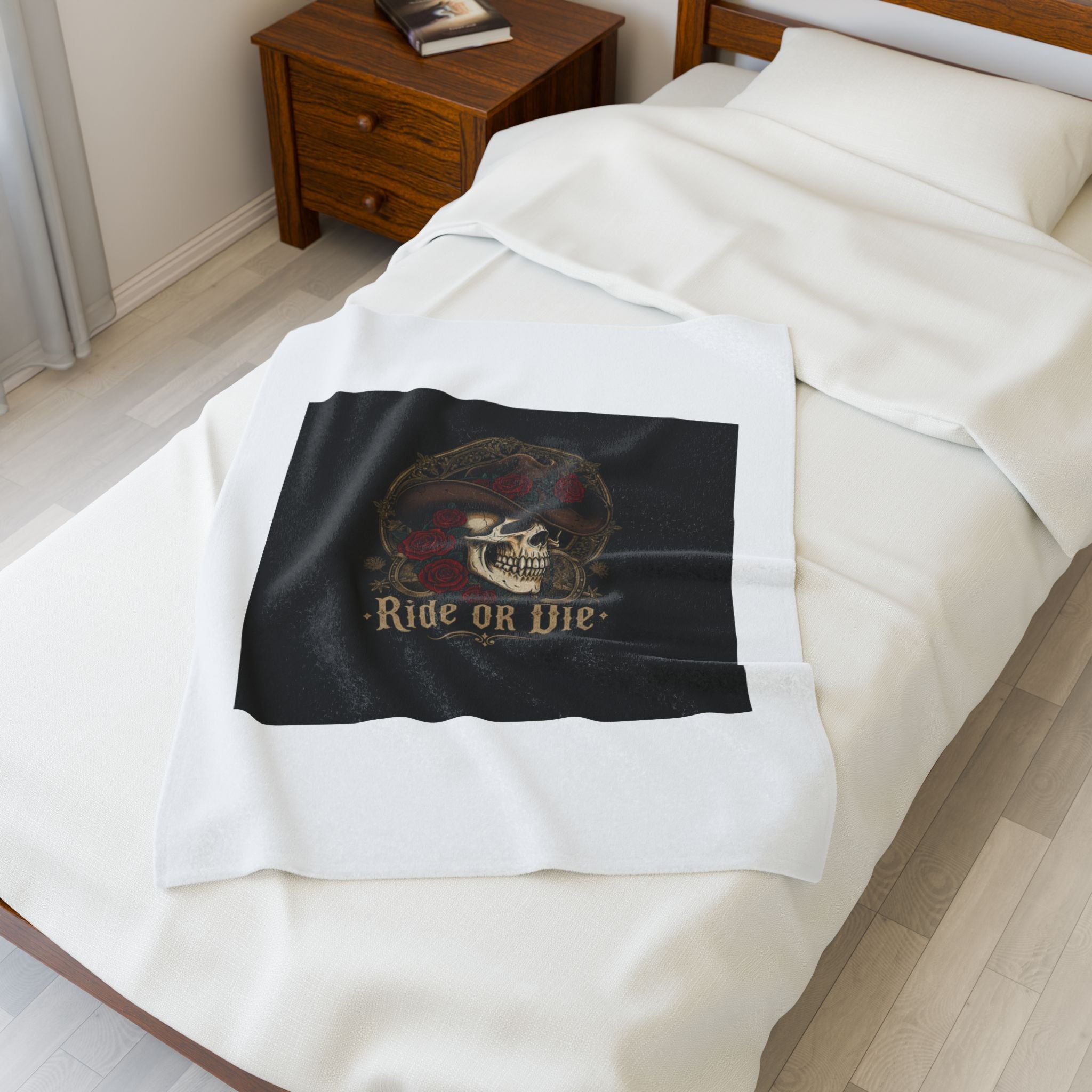 Ride or Die Skull Blanket | Western-Gothic, cowboy skull art, gothic Americana