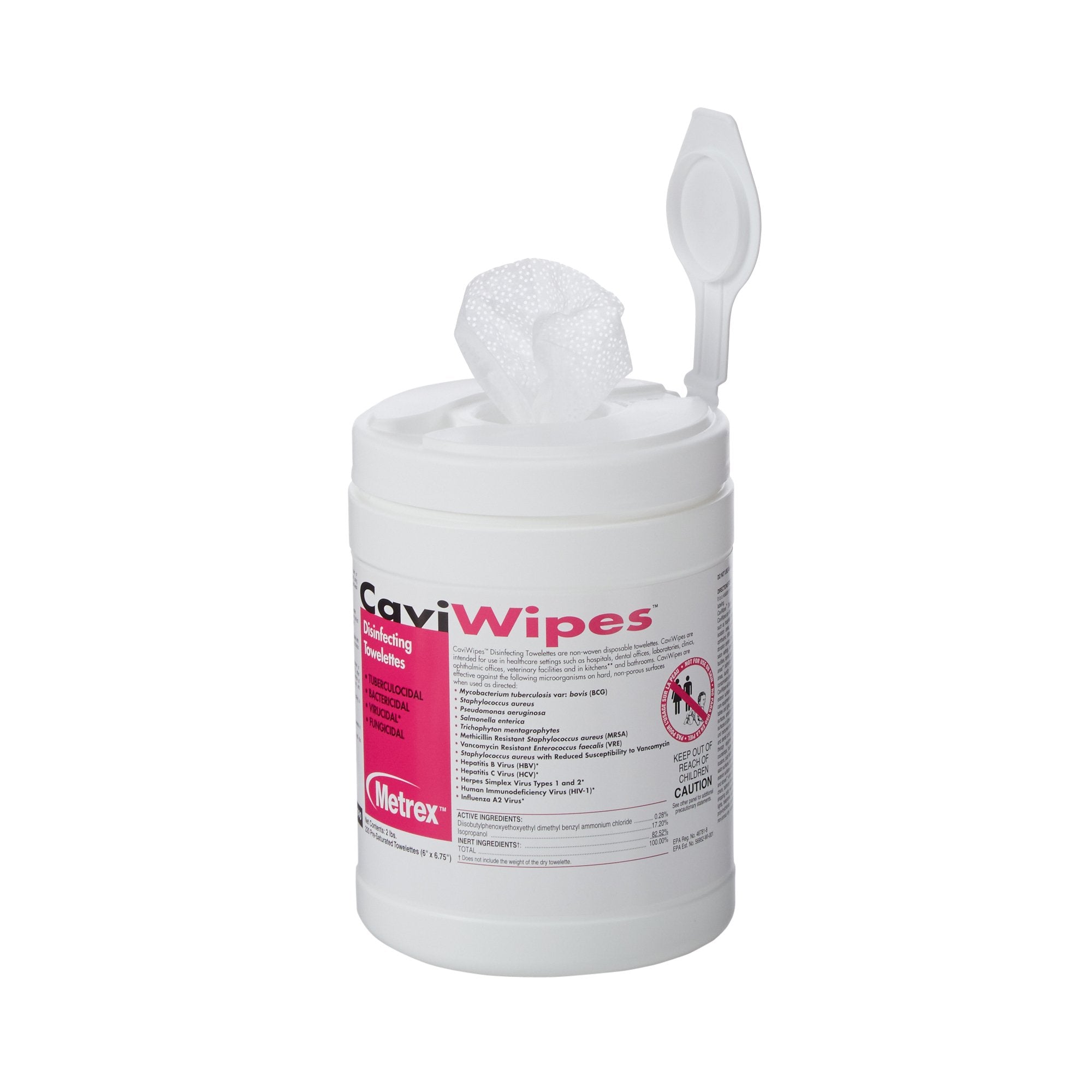 Metrex CaviWipes Surface Disinfectant Alcohol-Based Wipes, 6 x 6.75 Inch 10-1090