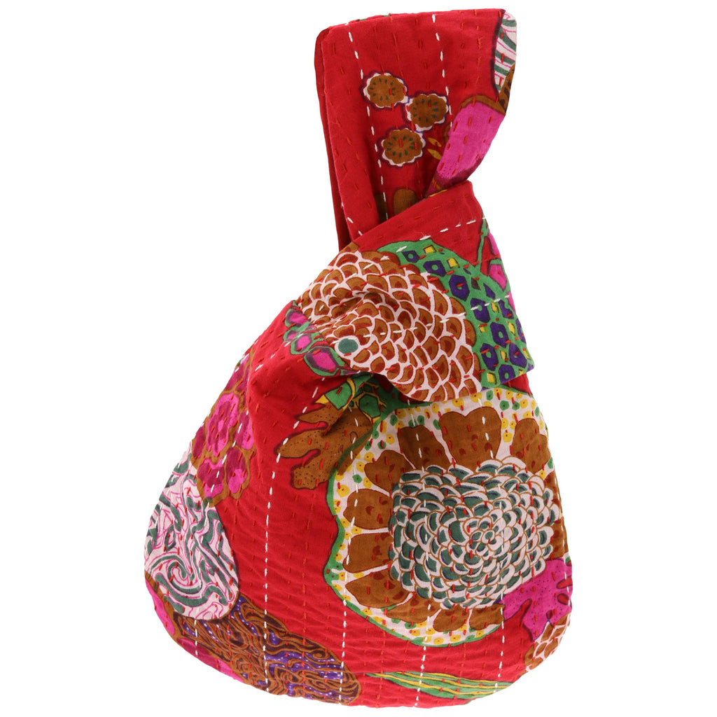 GreaterGood Hand Stitched Kantha Wristlet - 100% Cotton Cotton Clutch
