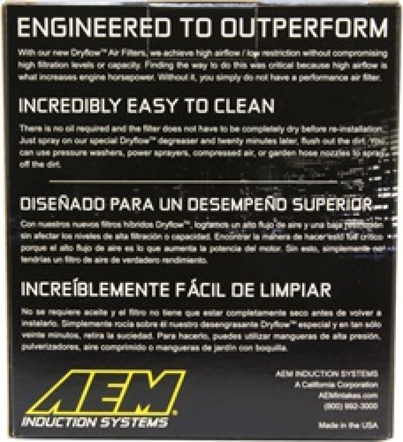 AEM Induction AEM 2.75 inch Short Neck 5 inch Element Filter Replacement 21-202DK