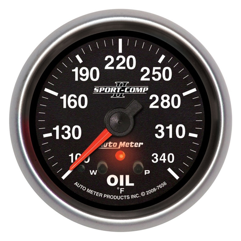 AutoMeter Gauge Oil Temp 2-5/8in. 340 Deg. F Stepper Motor W/ Peak & Warn Sport-Comp II 7656