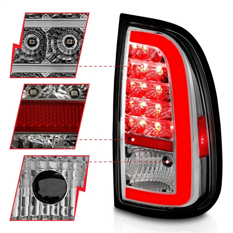 ANZO 00-06 Toyota Tundra LED Taillights w/ Light Bar Chrome Housing Clear Lens 311413