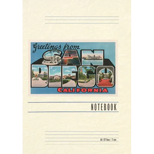 Vintage Lined Notebook Greetings from San Diego, California - Paperback