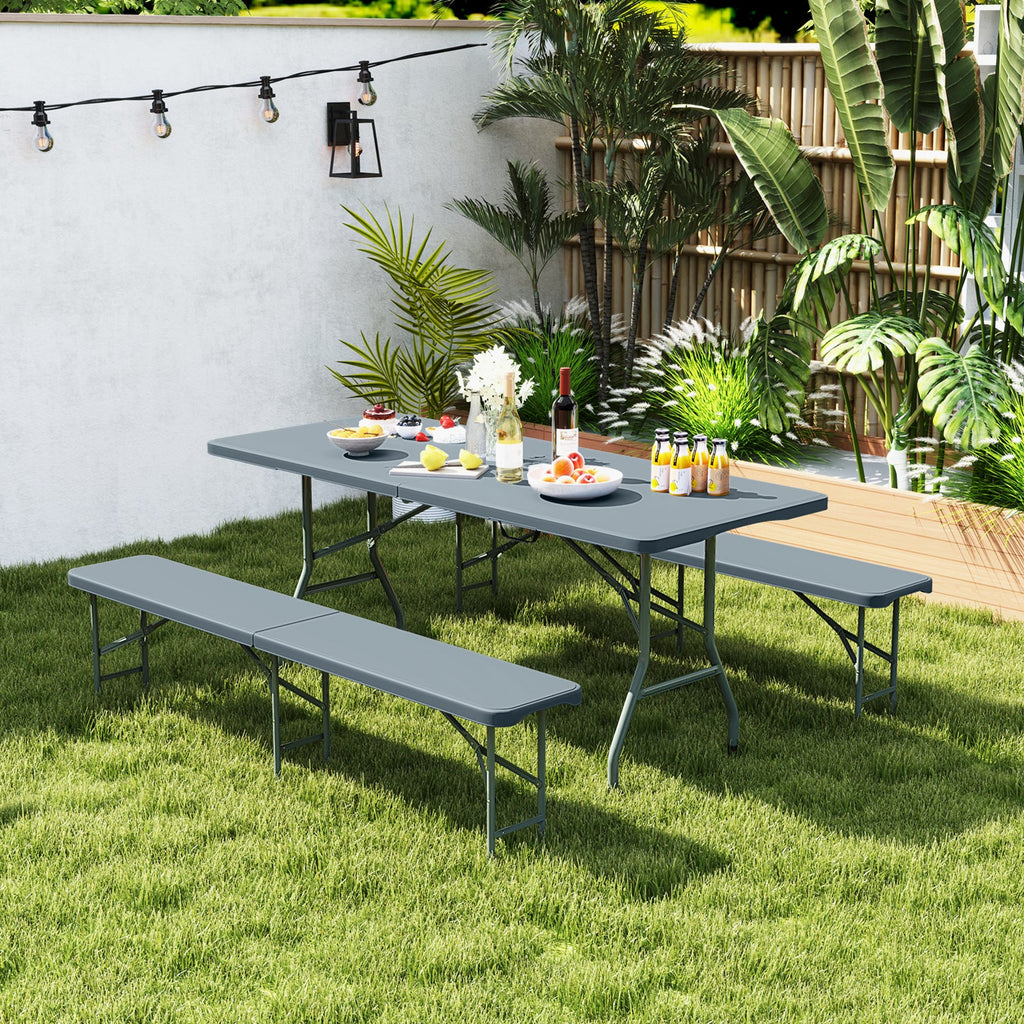 6 Feet Plastic Folding Bench Portable Seat with Handle and Lock