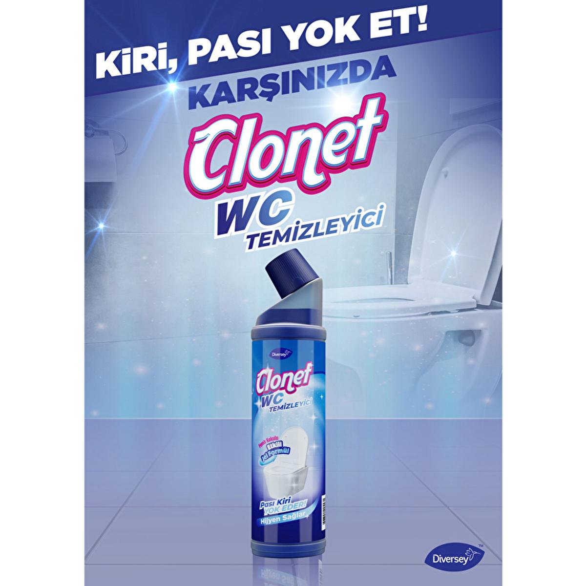 Diversey Clonet Toilet Cleaner - Effective & Powerful 25.36 fl oz Jel Toilet Bowl Cleaner with Hydrochloric Acid