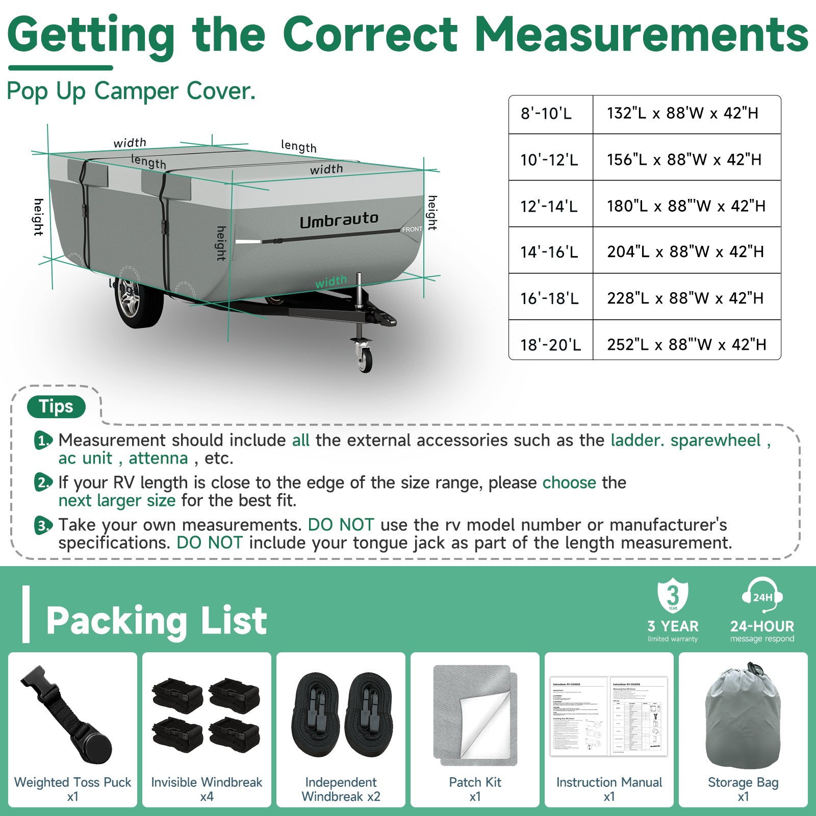 Umbrauto Pop Up Folding Camper Cover Upgraded 7 Layers Top 3 Layers Side,Grey