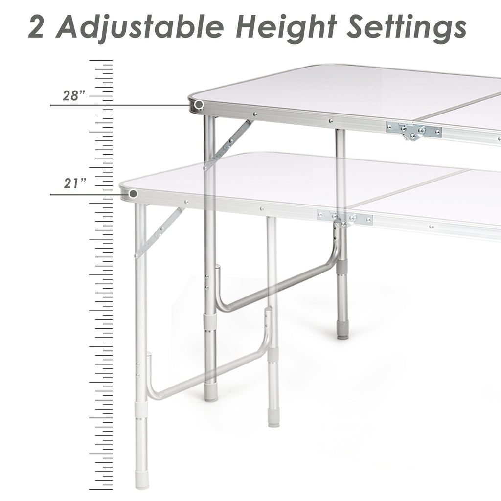 Height Adjustable Folding Camping Table-Gray