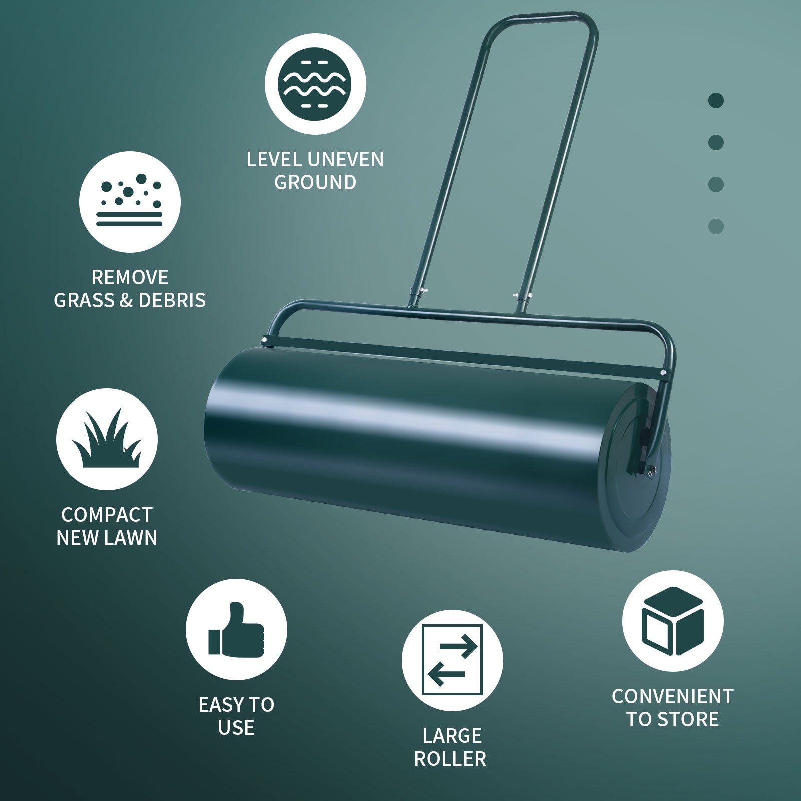 36 x 12 Inch Tow Lawn Roller Water Filled Metal Push Roller