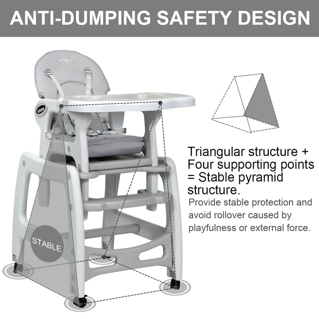 3-in-1 Baby High Chair with Lockable Universal Wheels