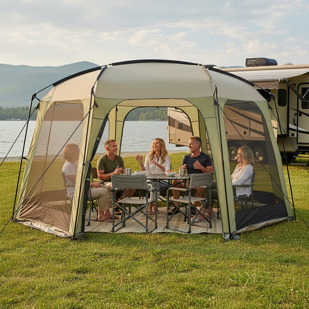 6-8 Person Netted Canopy Tent with Zippered Door