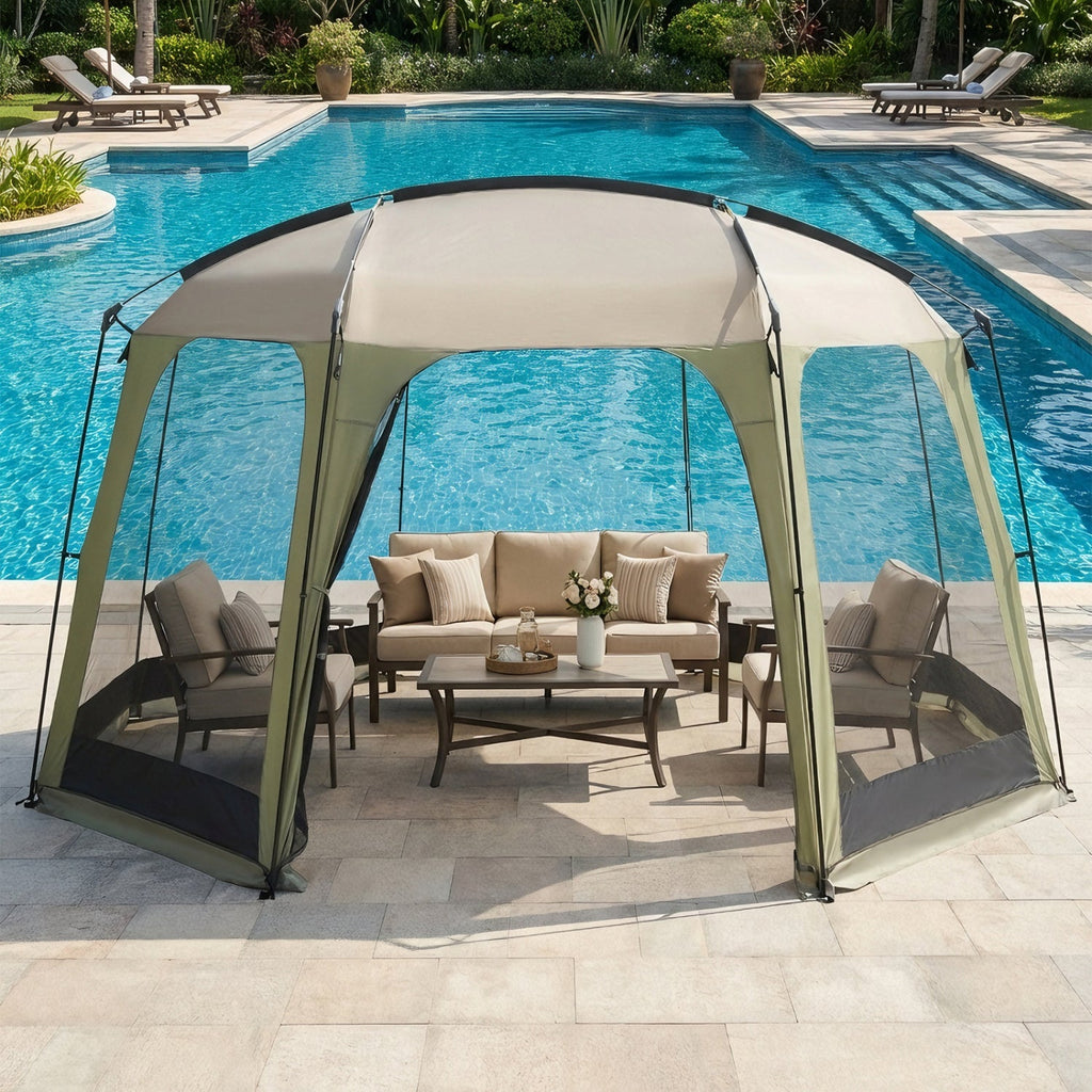 6-8 Person Netted Canopy Tent with Zippered Door