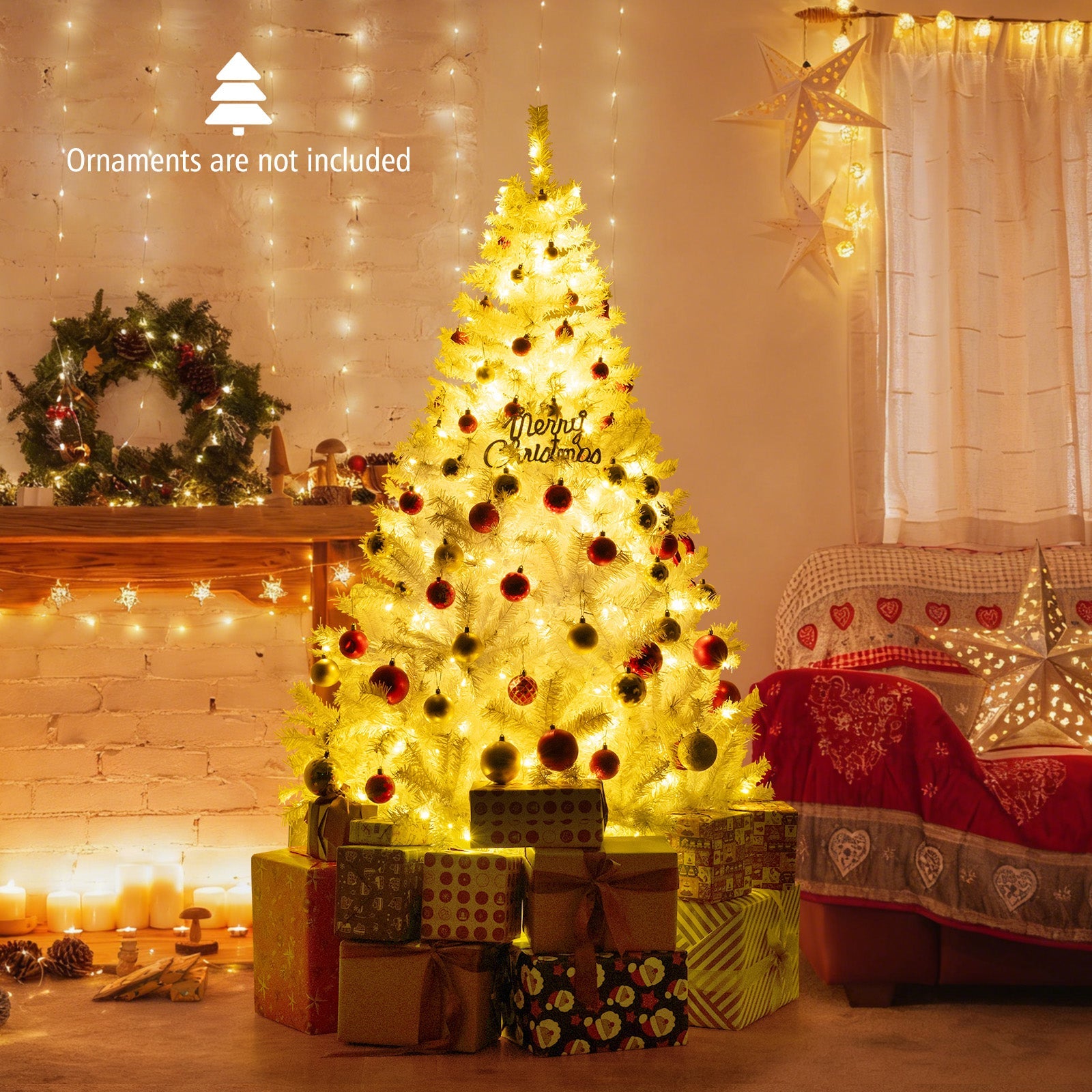 6 Ft Pre-Lit Artificial Christmas Tree with 11 Light Modes
