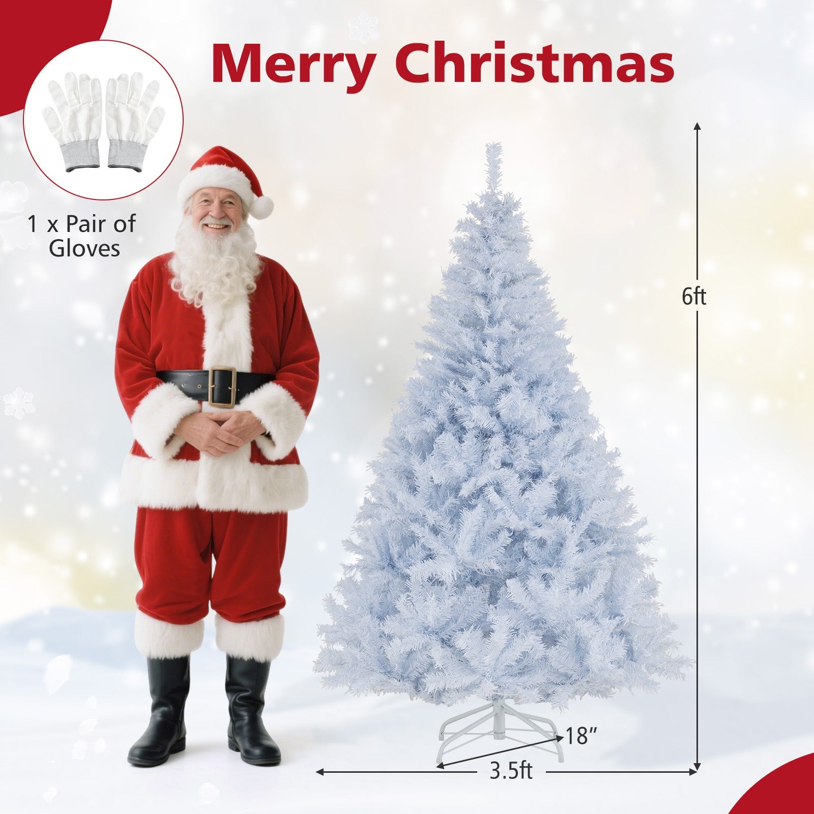 6 Ft Pre-Lit Artificial Christmas Tree with 11 Light Modes