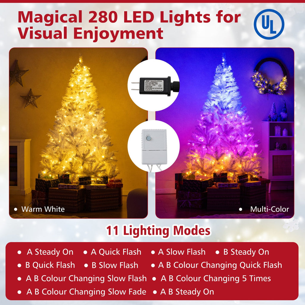 6 Ft Pre-Lit Artificial Christmas Tree with 11 Light Modes