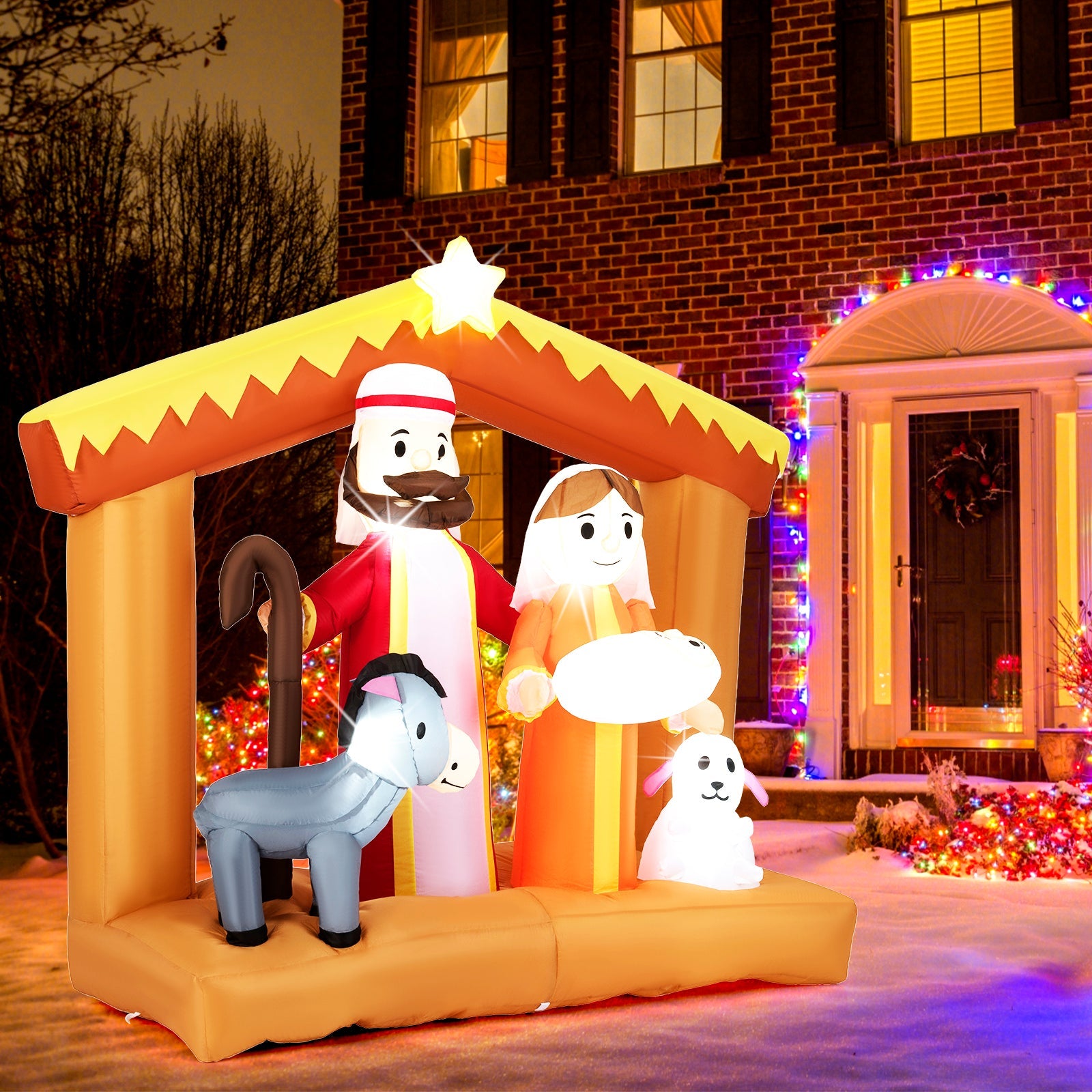 DirectDeals 6 Feet Tall Christmas Nativity Inflatable with LED Lights