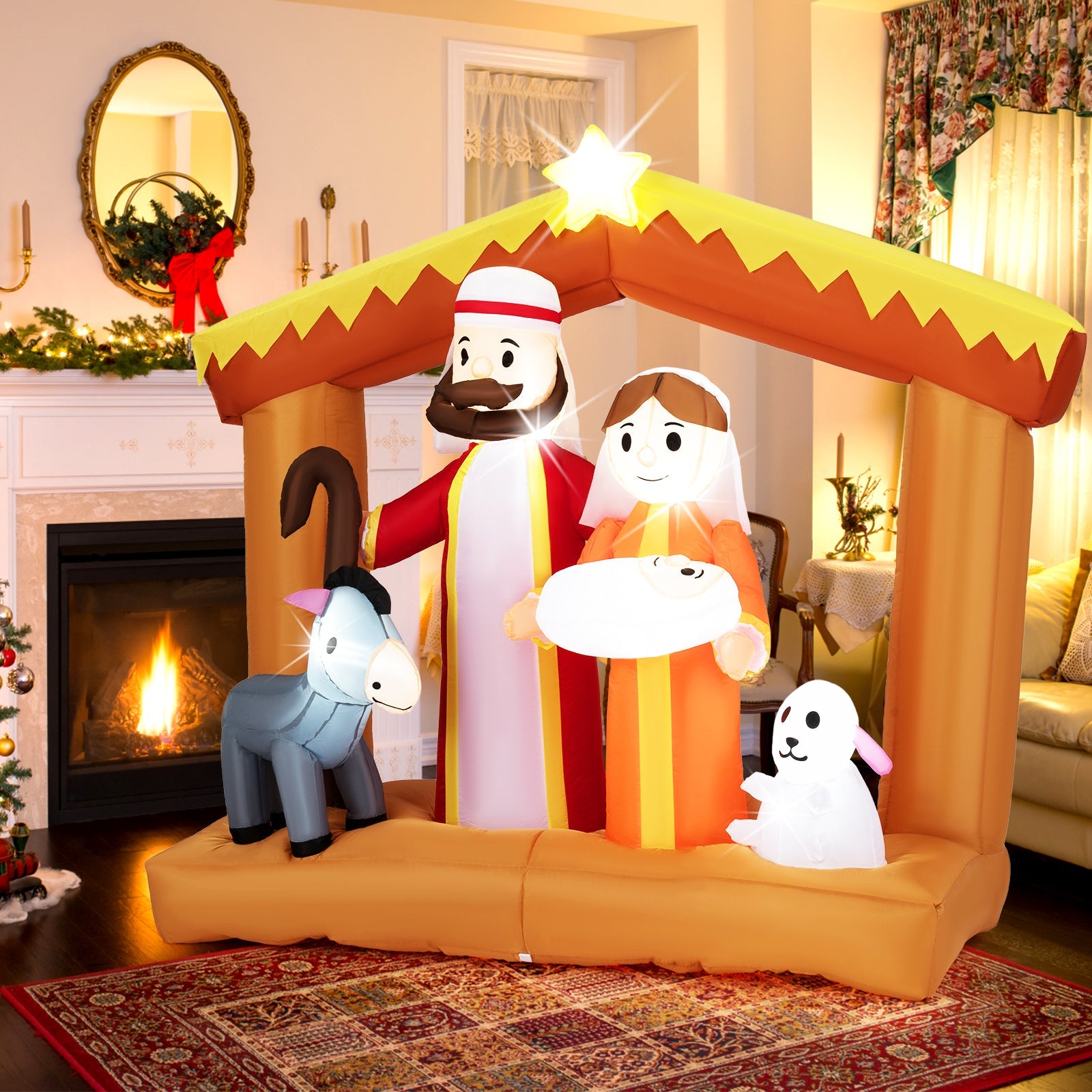 DirectDeals 6 Feet Tall Christmas Nativity Inflatable with LED Lights