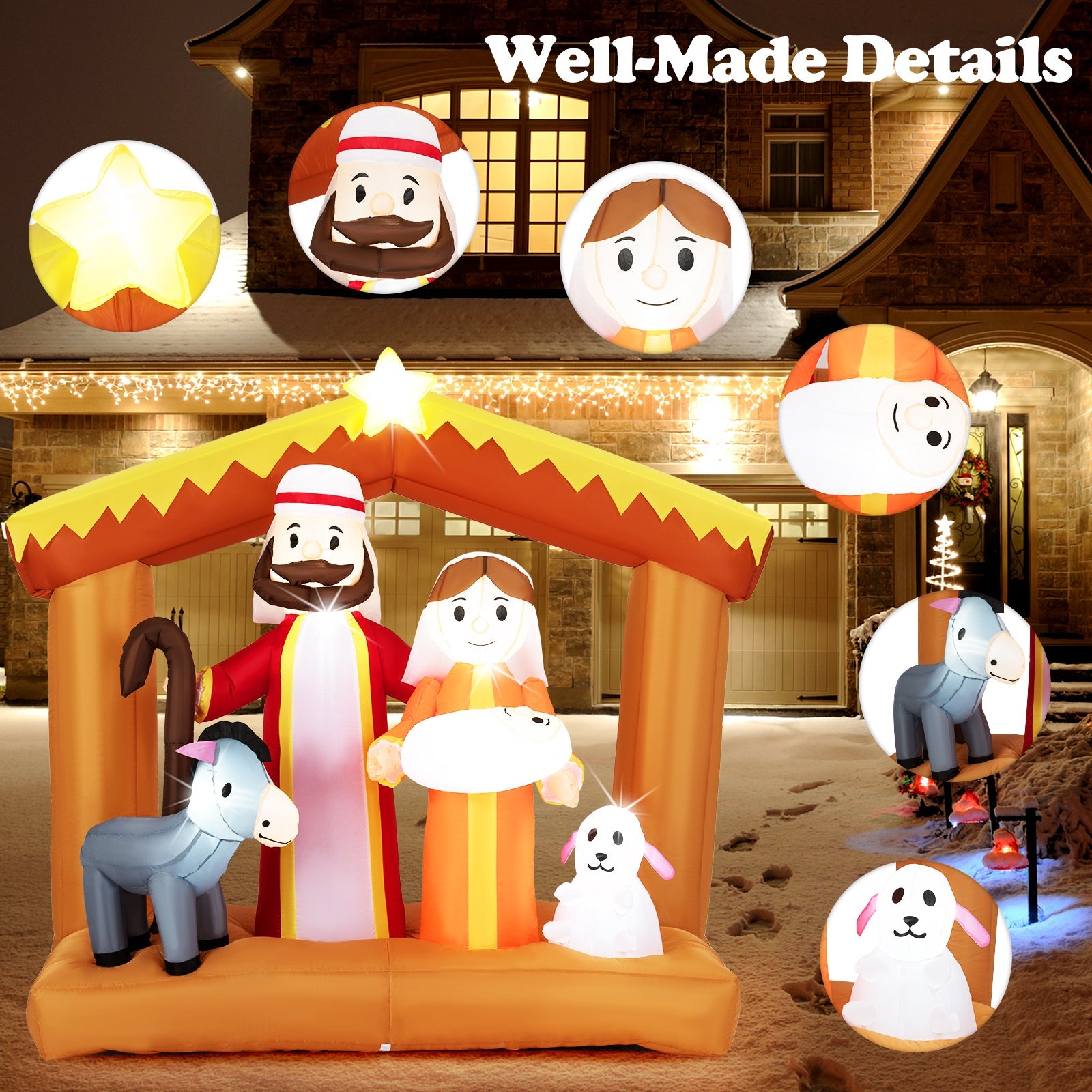 DirectDeals 6 Feet Tall Christmas Nativity Inflatable with LED Lights