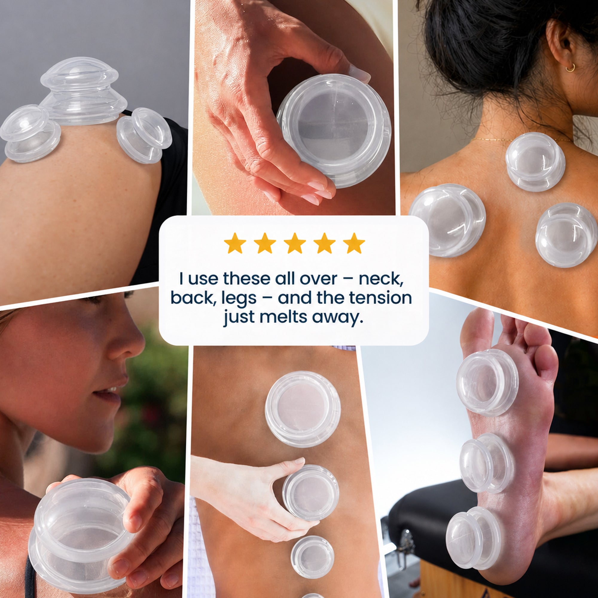EDGE™ Cupping Set Clear, 8 Cups (2L, 2M, 4S)