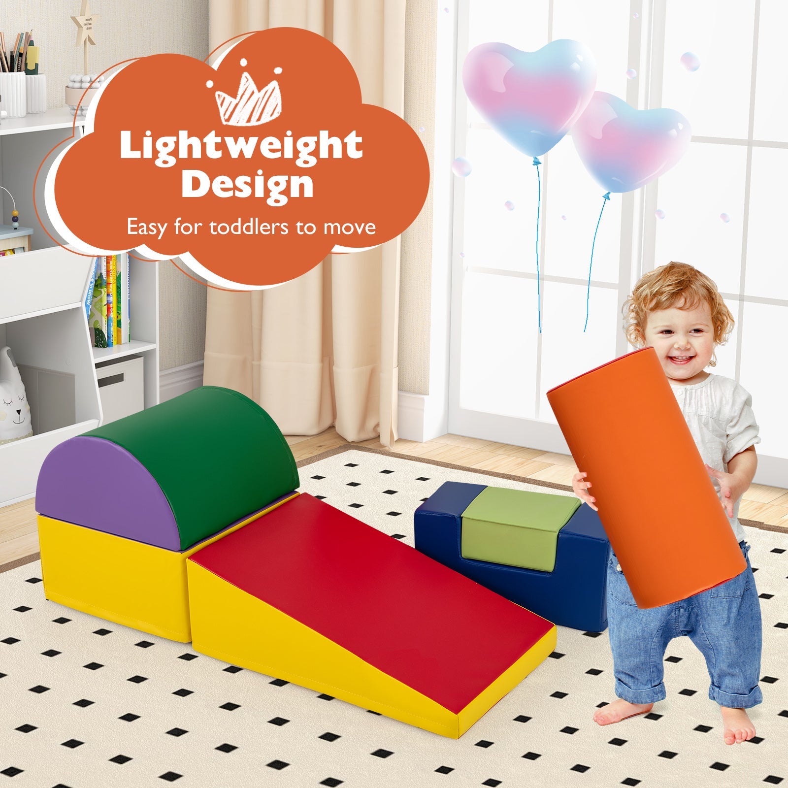 6 Pieces Foam Climbing Blocks Indoor Climb and Crawl Activity Playset with Rectangles-Purple