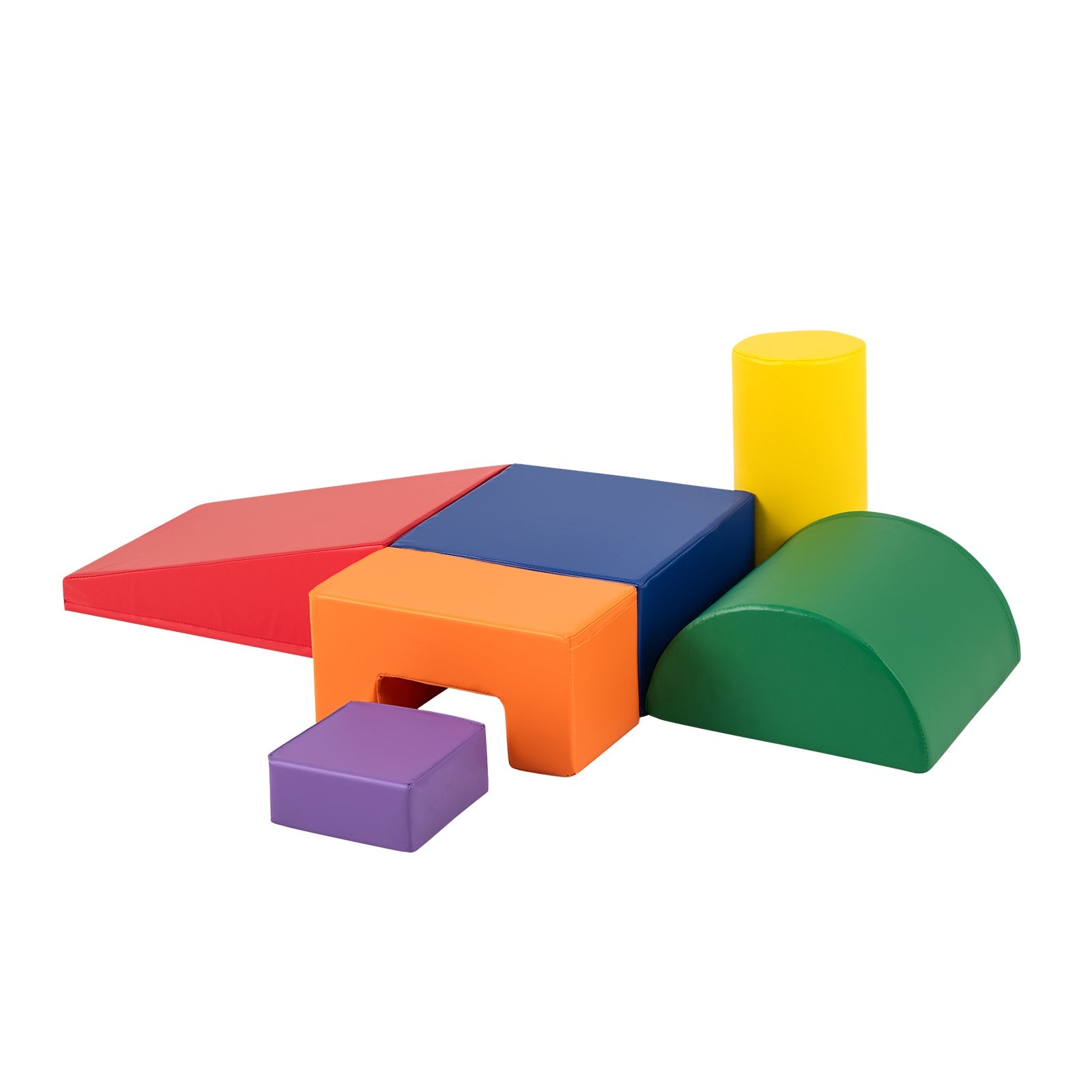 6 Pieces Foam Climbing Blocks Indoor Climb and Crawl Activity Playset with Rectangles-Orange