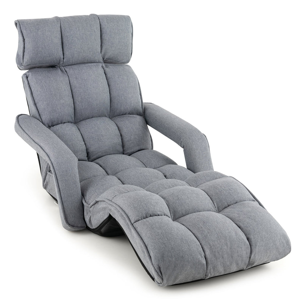 6-Position Adjustable Floor Chair with Adjustable Armrests and Footrest