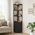 6-Tier Corner Bookshelf with Cabinet 71" Tall Metal Frame