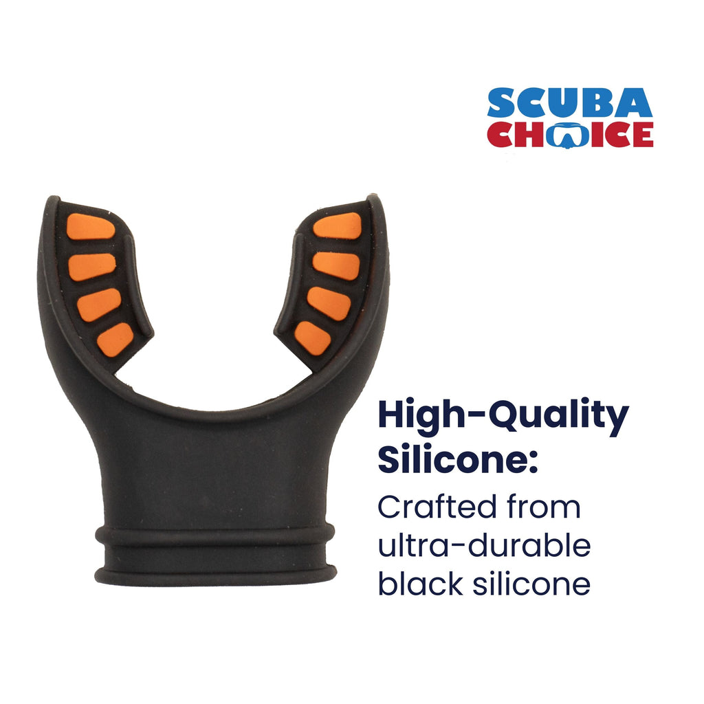 Scuba Diving Black Silicone Octopus Snorkel Mouthpiece Color Tab & Regulator Tie