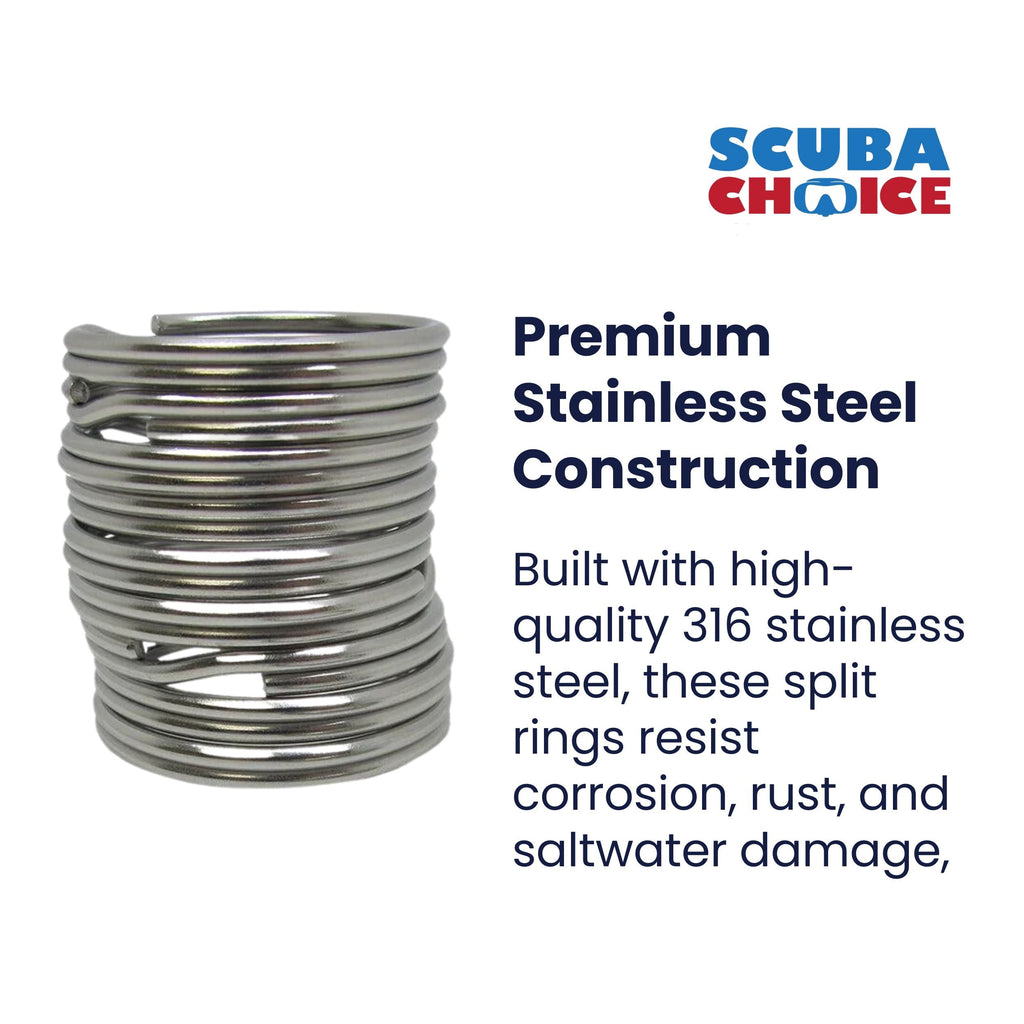 Scuba Diving 32.3mm Stainless Steel 2mm Split Ring for BCD attachment 10pc Pack
